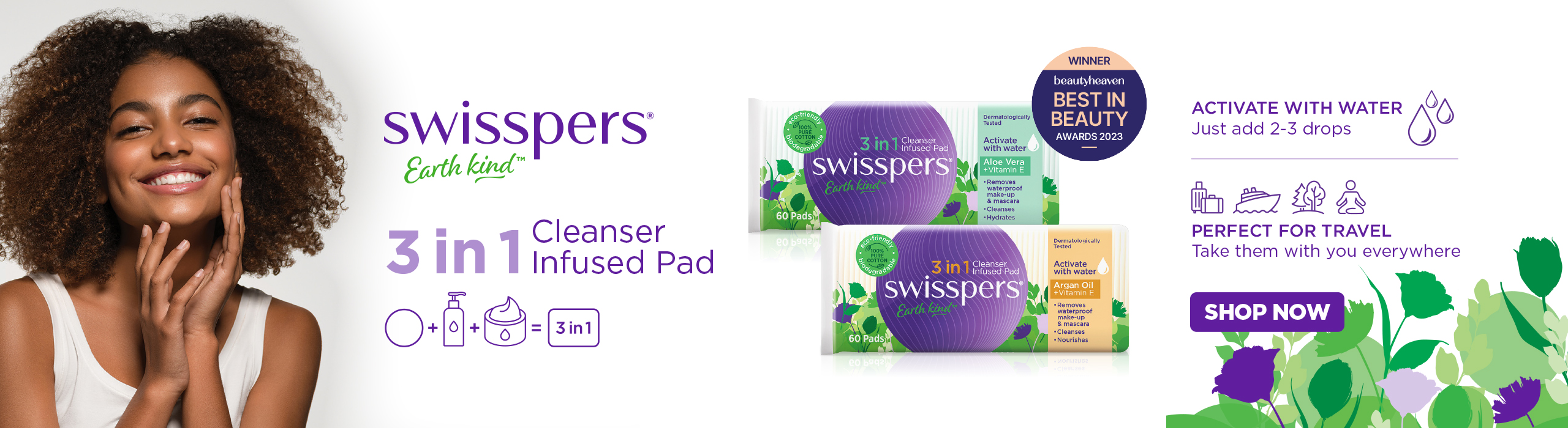 Swisspers Earth Kind 3in1 Cleanser Infused Pads