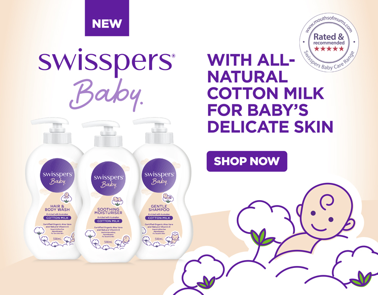 With all-natural cotton milk for baby's delicate skin